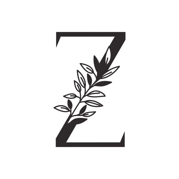 Буква Z алфавита с листьями — стоковый вектор