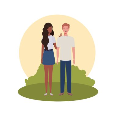 peyzaj arka plan ile ayakta insanların çift