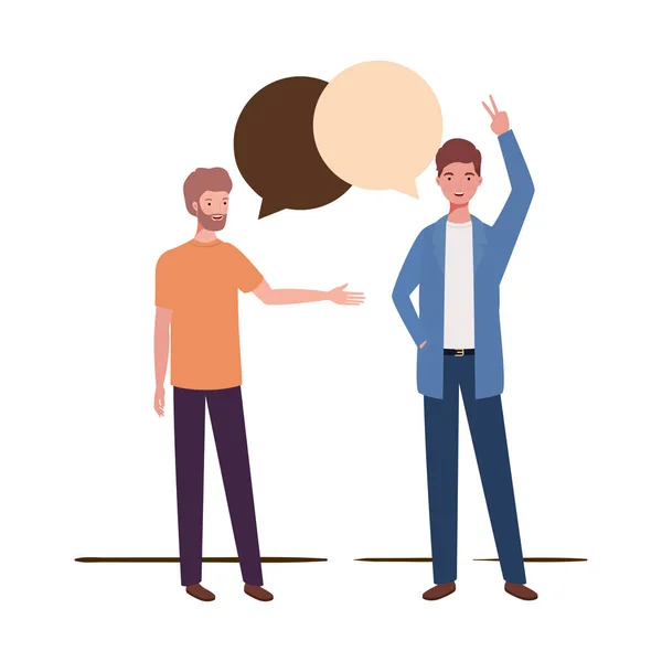 Men with speech bubble avatar character — Stock Vector