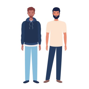 beyaz arka planda duran genç erkekler