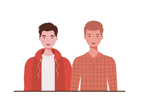 Young men on white background — Stock Vector