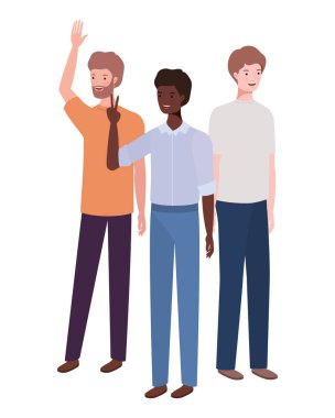 beyaz arka planda duran genç erkekler