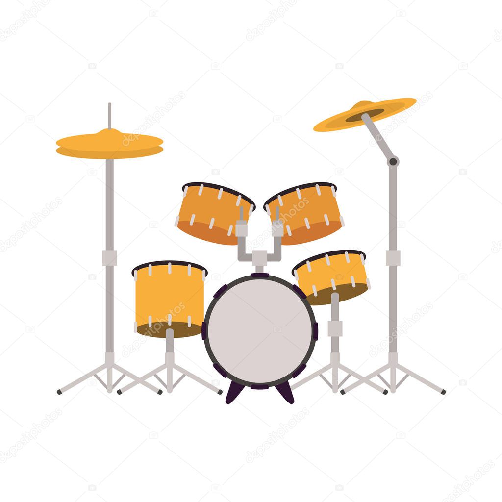 drum kit musical instrument on white background