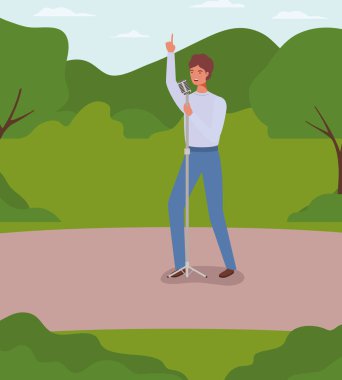 mikrofon karakteri ile şarkı adam