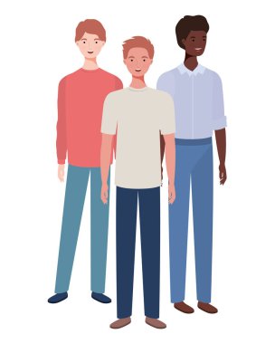 beyaz arka planda duran genç erkekler