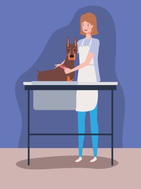 sevimli doberman köpek hayvan karakteri