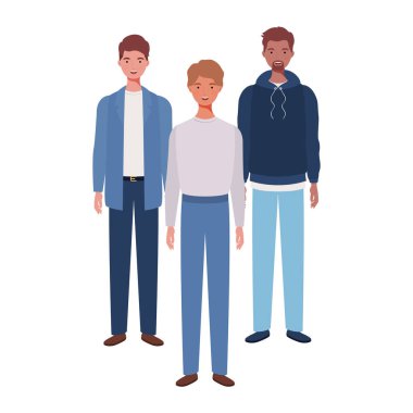 beyaz arka planda duran genç erkekler