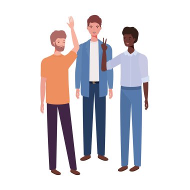 beyaz arka planda duran genç erkekler