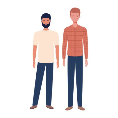 beyaz arka planda duran genç erkekler