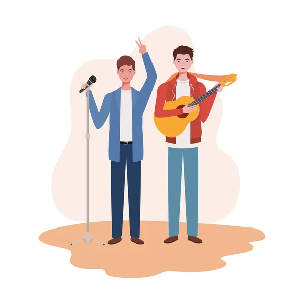 Män med musikaler instrument på vit bakgrund — Stock vektor