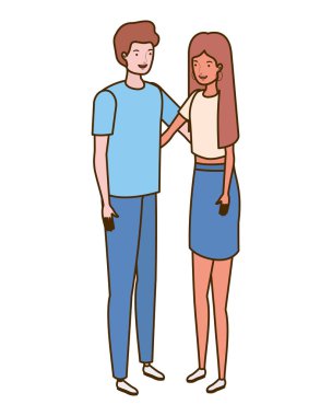 beyaz arka plan üzerinde duran insanlar çift