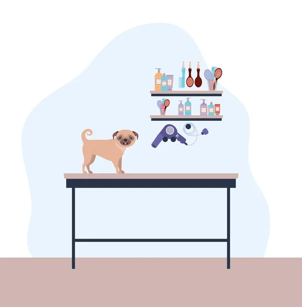Chien mignon chiot animal personnage — Image vectorielle