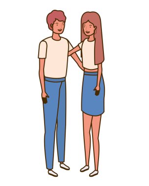 beyaz arka plan üzerinde duran insanlar çift