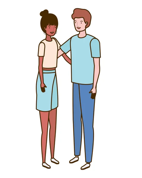 Pareja de personas de pie sobre fondo blanco — Vector de stock