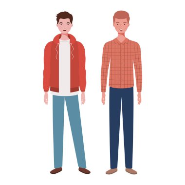 beyaz arka planda duran genç erkekler