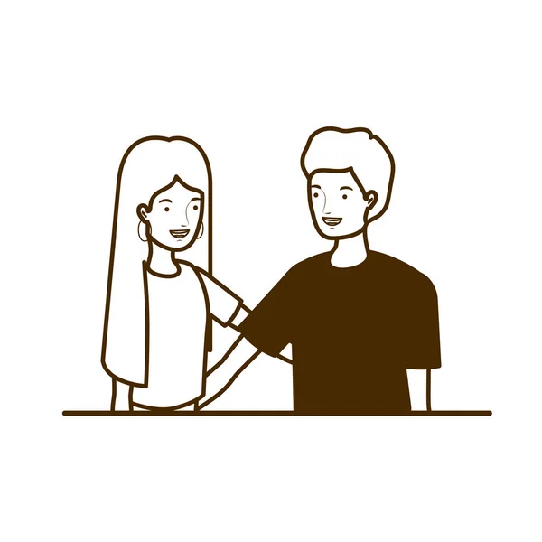Silhouette de couple de personnes souriant et s'embrassant — Image vectorielle
