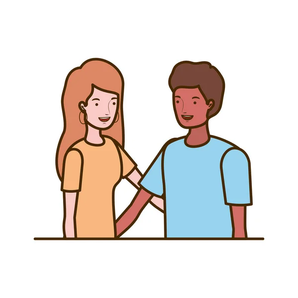 Pareja de personas sonriendo y abrazándose — Vector de stock