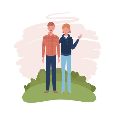 peyzaj arka plan ile ayakta insanların çift