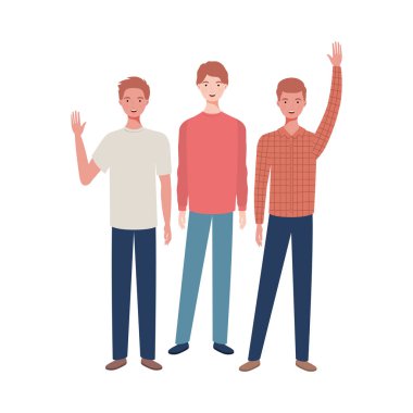 beyaz arka planda duran genç erkekler