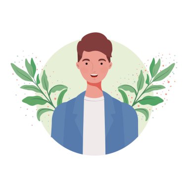 dalları ve arka plan yaprakları manzara ile adam