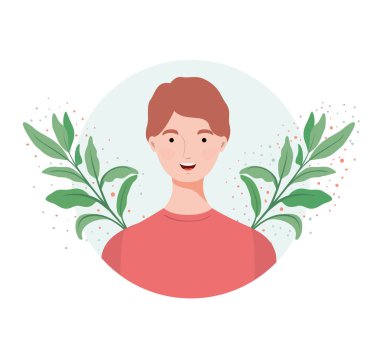 dalları ve arka plan yaprakları manzara ile adam