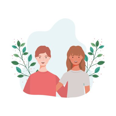 dalları ve arka plan yaprakları manzara ile insanların çift