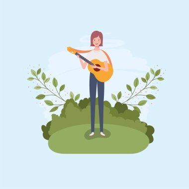 akustik gitar karakteri oynayan kadın