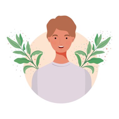 dalları ve arka plan yaprakları manzara ile adam