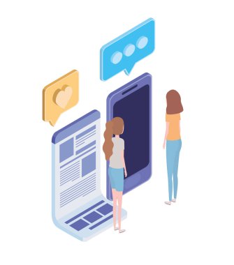 akıllı telefon ekranı ve e-posta bildirimleri ile kadınlar