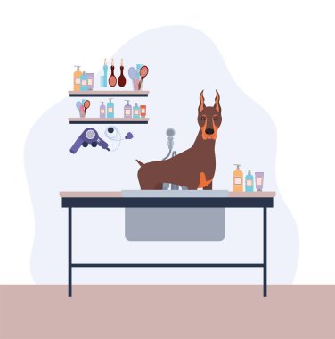 sevimli doberman köpek hayvan karakteri