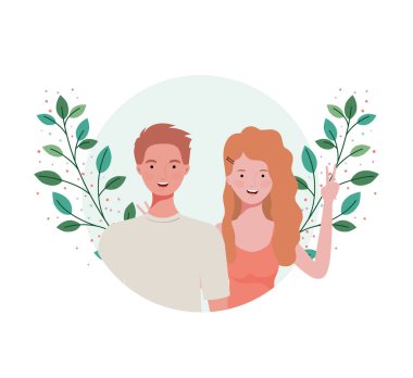 dalları ve arka plan yaprakları manzara ile insanların çift