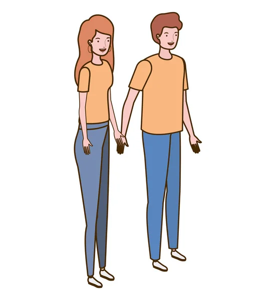 Couple de personnes debout sur fond blanc — Image vectorielle