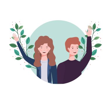 dalları ve arka plan yaprakları manzara ile insanların çift