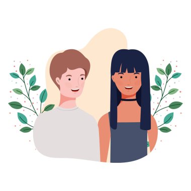 dalları ve arka plan yaprakları manzara ile insanların çift