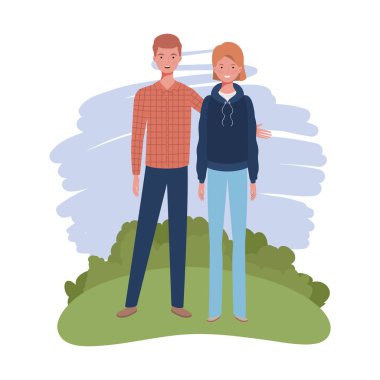 peyzaj arka plan ile ayakta insanların çift