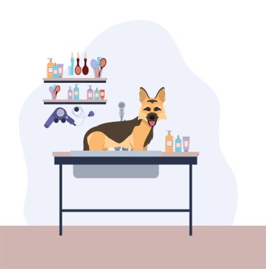 sevimli alman çoban köpeği evcil hayvan karakteri