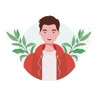 dalları ve arka plan yaprakları manzara ile adam