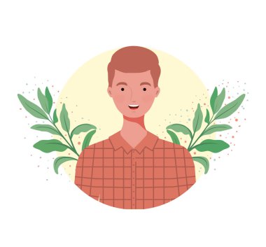 dalları ve arka plan yaprakları manzara ile adam