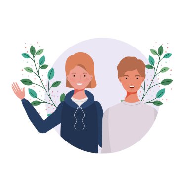 dalları ve arka plan yaprakları manzara ile insanların çift