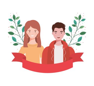 dalları ve arka plan yaprakları manzara ile insanların çift