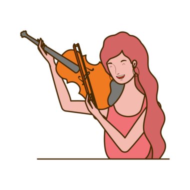 beyaz arka plan üzerinde keman ile genç kadın