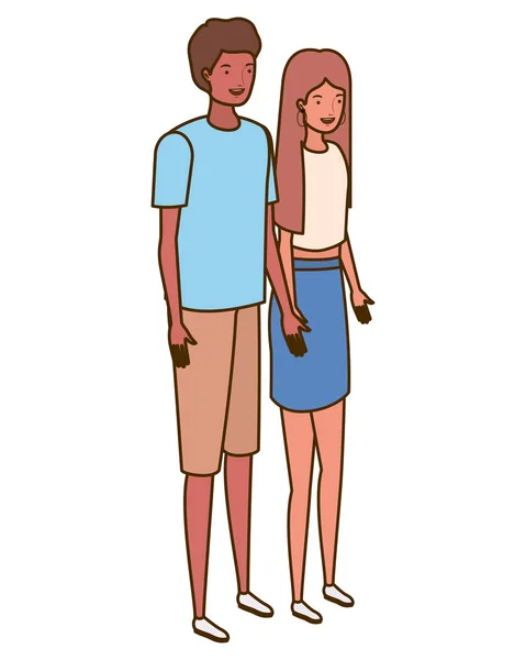 Par människor som står på vit bakgrund — Stock vektor