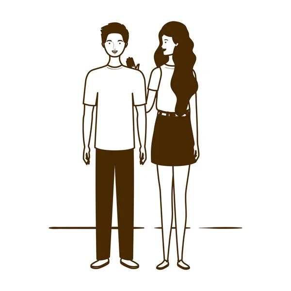Silhouette von zwei Personen, die auf weißem Hintergrund stehen — Stockvektor