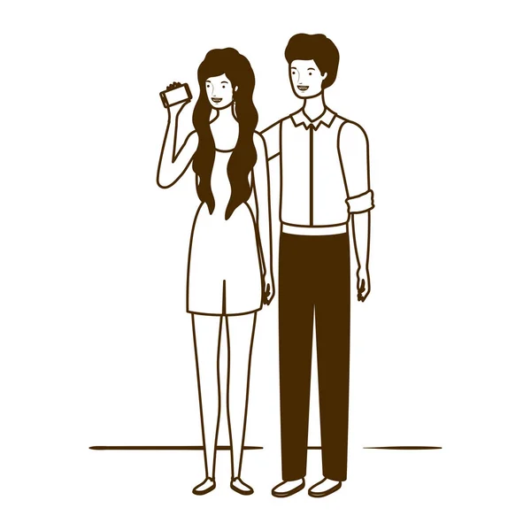 站在白色背景上的一对夫妇的剪影 — 图库矢量图片