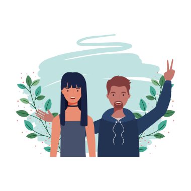 dalları ve arka plan yaprakları manzara ile insanların çift