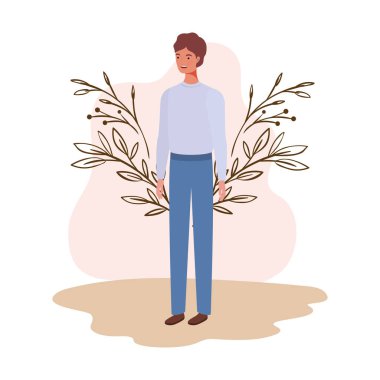 peyzaj arka plan ile duran genç adam