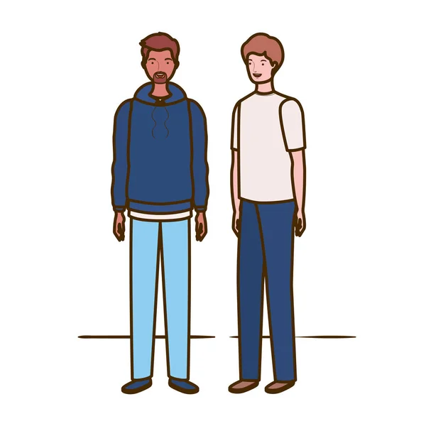 Junge Männer stehen auf weißem Hintergrund — Stockvektor