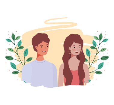 dalları ve arka plan yaprakları manzara ile insanların çift