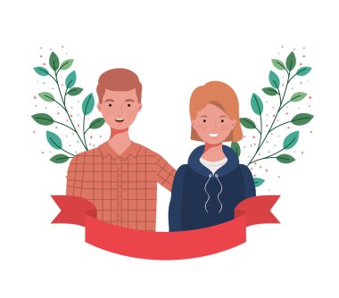 dalları ve arka plan yaprakları manzara ile insanların çift