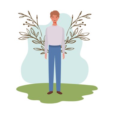 peyzaj arka plan ile duran genç adam